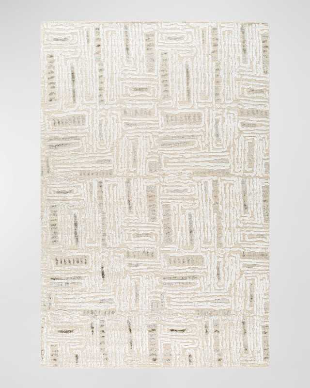 Amina Beige Hand-Knotted Rug, 6' x 9'
